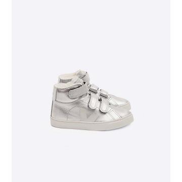 Silver Kids' Veja ESPLAR MID FURED LEATHER High Tops | AU 690NWY